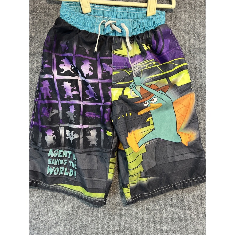 Disney Phineas and Ferb Agent P Swim Trunks Boys Size 8 Perry the Platypus